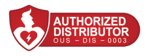 Authorized distributor badge featuring a red shield icon with a heart and lightning symbol, alongside bold “AUTHORIZED DISTRITOR” text and certification code, indicating verified supplier status.
